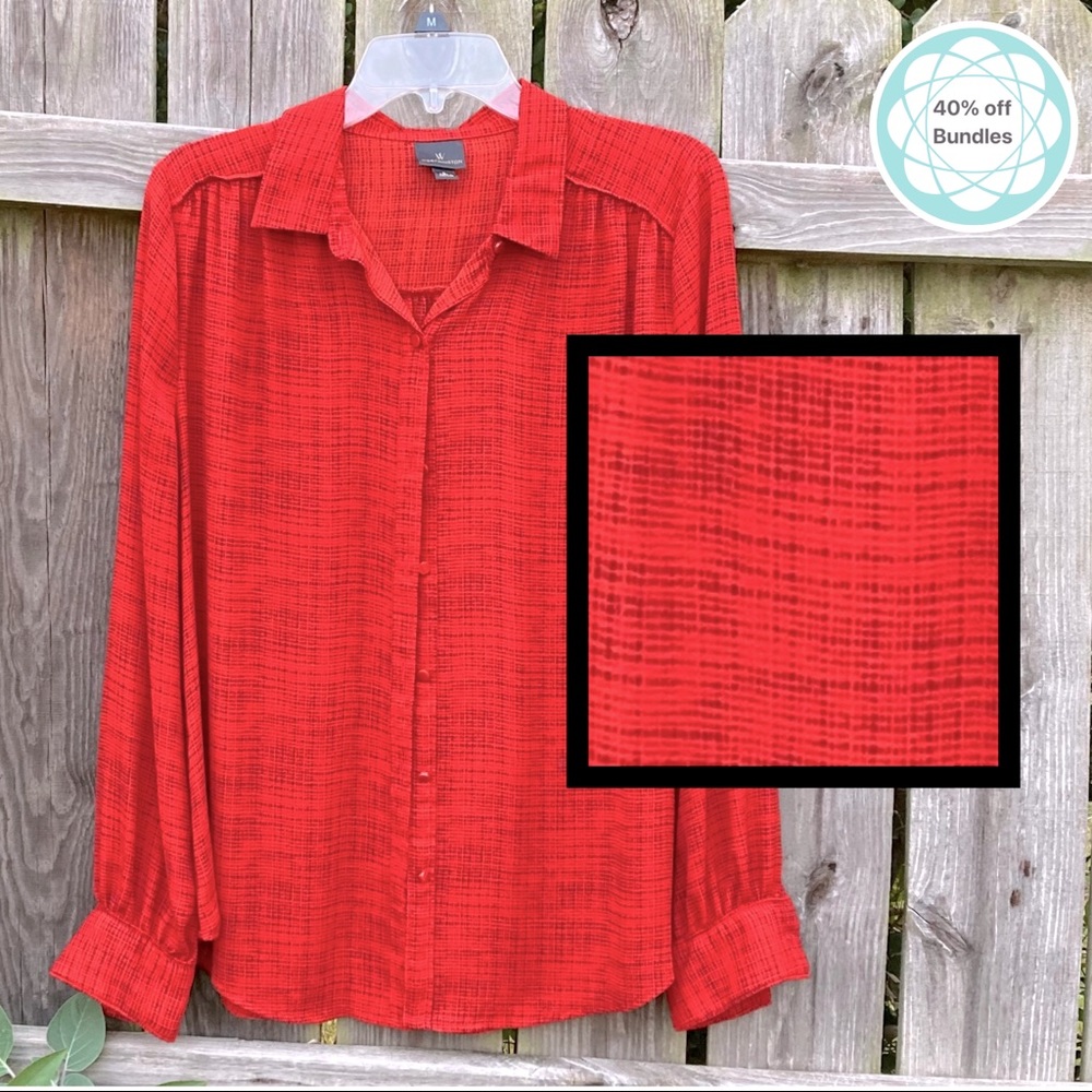 👛 Worthington lightweight blouse, rusty/garnet, L